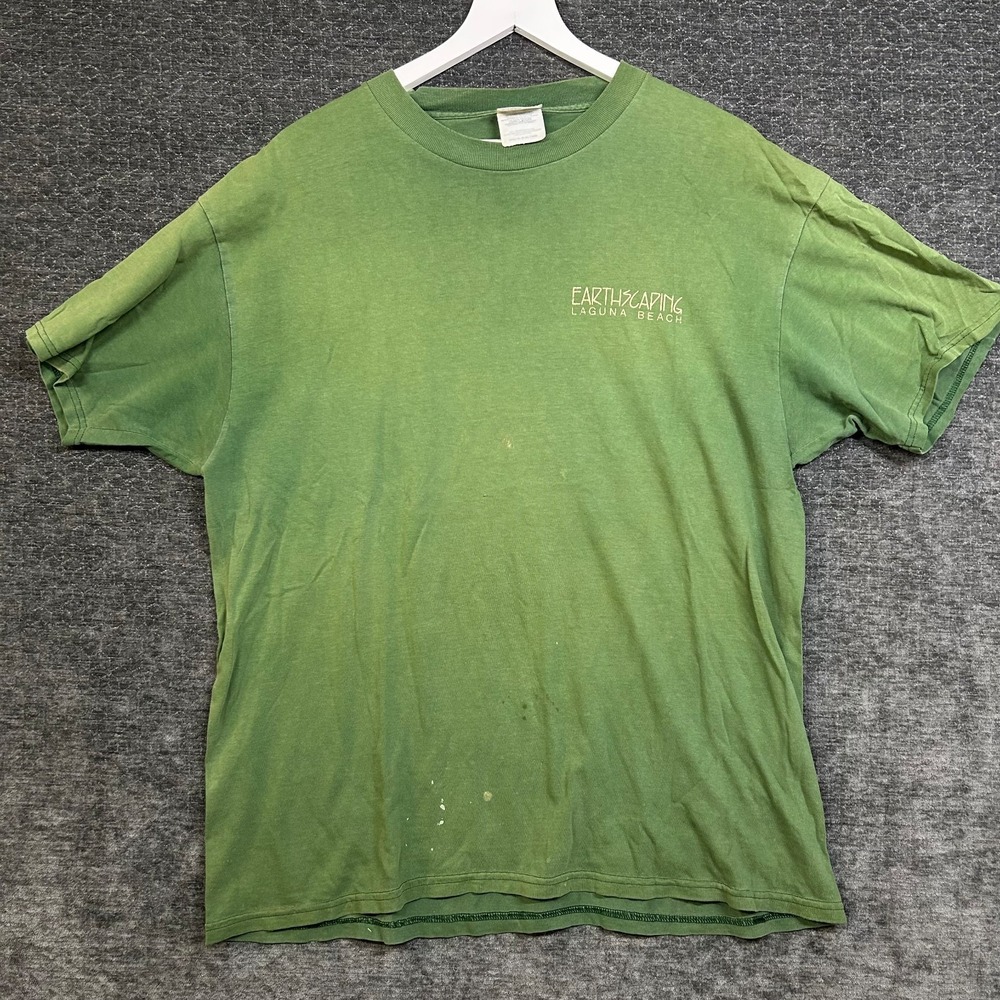 Hanes Beefy-T T-Shirt Mens XL Green Good Vintage 90s Laguna Beach Cotton